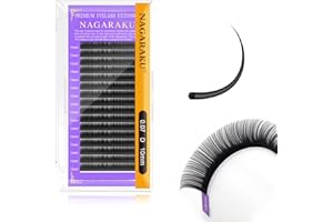 NAGARAKU Extension Ciglia Naturali Ciglia Singole Classico One to One Naturali Estensione Delle Individuale Finte Ciglia Volume Russo Eyelash Extensions Ciglia Nero 16 Rows(0.07mm D Curl 10mm)