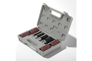 SUDEG 20 Stück Schleifwalzen Schleifhülsen Set, Spindelschleifer Schleifmaschine Schleifhülsen Werkzeugset Schleifhülsens mit Etui, 16 Schleifband & 4 Schleifrolle für Bohrmaschine