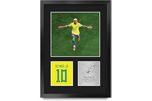 HWC Trading Neymar Jr Brazil Gifts Printed Signed Autograph Picture for Football Fans and Supporters - A3 Portrait Framed