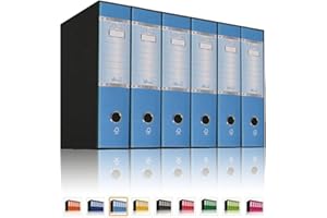 LogicaShop UBOX Raccoglitori ad Anelli A4 Grandi con Custodia, Faldoni Archivio, Classificatori Documenti Dossier Ufficio, Dox Registratore a Leva Raccoglitore (6Pz Commerciale, Celeste, Dorso 8)