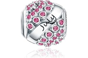 FOREVER QUEEN Charms Naissance pour Bracelet - Breloques Ajourés de Perles en Argent Sterling 925, Charms Joyeux Anniversaire pour Bracelet et Collier Fête des mères FQ0004