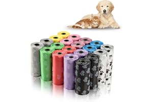 DINSONG 300 Sac a Crottes Chien, 20 Rouleaux de Sacs à Déjections Canines, Grands Sac a Caca Pour Chien Pour Animaux de Compagnie, Couleurs Sac Chien Crotte Set Etanches Anti-Fuites Indéchirables Inodores