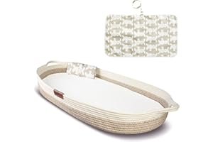 Yunioo deluxe Wickelauflage, Baby Wickelkorb mit Reise-Wickelunterlage, Schaumstoffmatratze und wasserabweisender Bezug, Mose