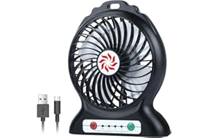 BAMCOO USB Ventilator Mini Ventilator USB Tischventilator Klein Starker Exquisit Lüfter 3Geschwindigkeiten Desk Fan für Schreibtisch Zuhause Büro