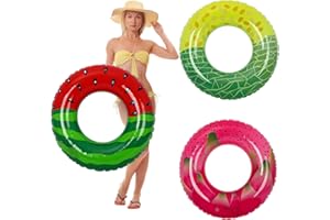 Gukasxi Nadmuchiwane pływaki basenowe, trwały pierścień do pływania z owocami, arbuz, kantalupa, smoczy owoc, nadmuchiwana rurka basenowa, letnie zabawki wodne na basen, plażę, dekoracje imprezowe na basen, 3 szt