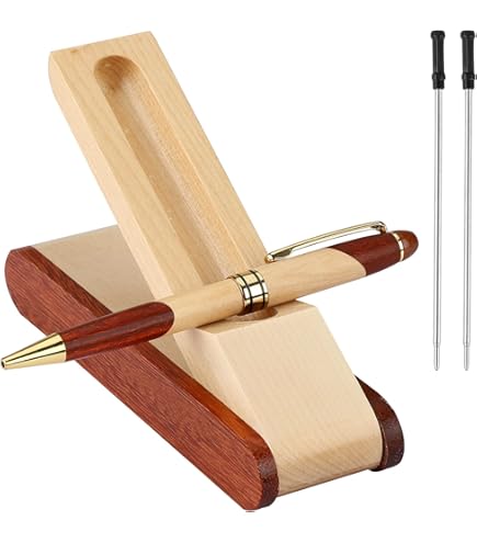 Amaxiu Ensemble Stylo Plume De Luxe En Bois, Stylo Plume En Bois Avec Plume Fine, Style Vintage