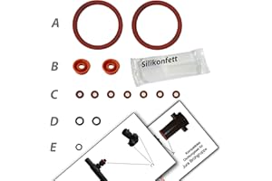 BOHNENGLÜCK Kit d'entretien pour groupe café Jura Impressa avec valve de drainage | AEG Krups | Kit d'étanchéité (EPDM & VMQ) | Avec graisse silicone