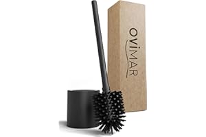 ‎OVIMAR ovimar Toilettenbürste Skrova | Silikon Klobürste | freistehend | pulverbeschichteter Edelstahl | schwarz matt | mit modernem Klobürstenhalter | WC-Bürstenkopf wechselbar
