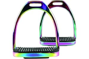 AK RIDING SPORTS LTD AK Étriers d'équitation en acier inoxydable avec marches noires Multicolore 10,2 cm