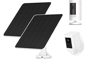 EVEREXCEED Panneau Solaire pour Caméra Ring, 5W Solaire pour Caméra pour Ring Stick Up Cam/Pro Batterie, Spotlight Cam/Pro/Plus Batterie, Wyze Batterie Pro, Chargeur Solaire pour Caméra avec 9.8ft Cable, 2 Pack