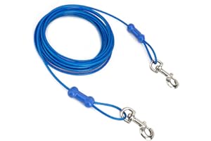 PETPHABET Petphabt - Cable de amarre resistente para perros, 3 m, para perros grandes, exteriores, camping, jardín, parque, mascotas, cable de amarre azul de 125 libras