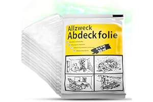 ToolSpace 10 Pezzi Telo di Protettivo 4 x 5 m Copritutto per Pittura Verniciatura Restauro - Pellicola Trasparente Protezione per Mobili e Pavimento Pareti - Impermeabile Polvere - Interno Esterno