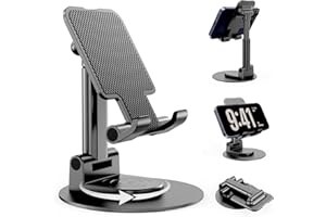 Stojaki na telefon komórkowy BHHB Uchwyt na Telefon 360° Regulowany Składany Kompatybilny z iPhone Galaxy Huawei Redmi (Czarny)