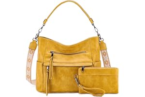 VASCHY Sac à Main Hobo Femme, Sac Bandoulière Femme Cuir PU Grande - Sacs à Main Portés Épaule/Portés Main avec Portefeuille pour Shopping, Travail et Voyage