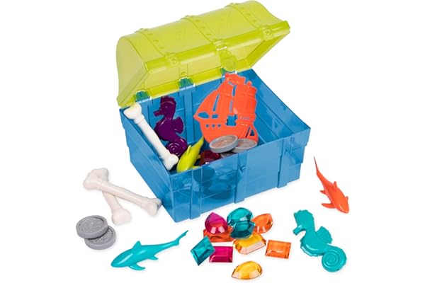 Li'l Woodzeez Battat - Ensemble de plongée Pirate - Jeu de plongée pour Enfants - Jouet pour l'eau et la Piscine - Coffre au trésor des Pirates - Jouet de Plage d'été - 6 Ans et +