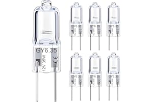 VIIVUU Ampoule Halogène GY6.35 12V 35W,Dimmable GY6.35/G6.35 Ampoules Halogenes 2700K Blanc Chaud Lampe,Intensité Variable 390Lm Lampes Pour Lustre, Lampe de Bureau,Paysage Éclairage, Lot de 6