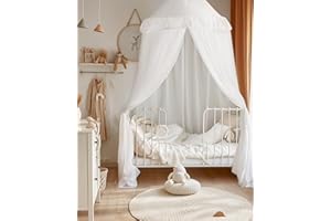little dove Large Bed Canopy with Star Lights, Double Layer, Breathable Mesh, Machine Washable, 40''x106'', Soft White