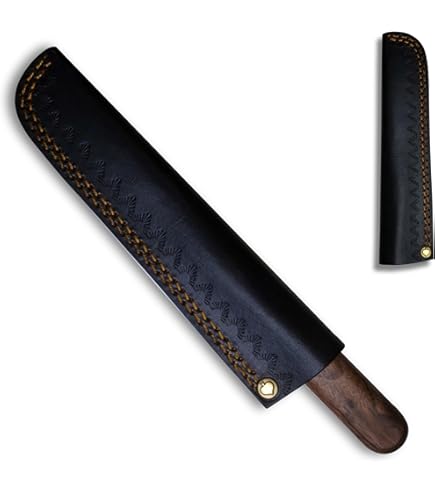 PIKAS SINCE 1727 Solingen Lot De 6 Couteaux De Cuisine Avec étui En Cuir De Qualité Supérieure, Manche En Bois De Cerisier élégant, Couteau à Bosser Haut De Gamme, Couteau à Petit-déjeuner