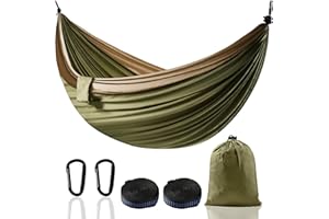 SANCEN Hamaca Colgante XXL para 2 Personas 300 x 200 cm – Hamaca Jardin Exterior, Ultraligera y Portátil – con Capacidad de 300 kg – Ideal para Camping, Viajes, Balcón e Interior (Verde Militar)
