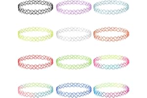 LUTER 12 Sztuk Tatuaz Naszyjnik Choker, Kolorowy Tatuaz Naszyjniki Zestaw Sliczny Kwiat Naszyjniki Styl lat 90. Rainbow Elastyczny Naszyjnik Typu Choker dla Kobiet Dziewczyn