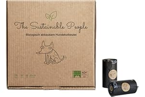 The Sustainable People 270 Sacs à déjections canines biodégradables - certifiés OK compost HOME - 100 % biodégradables - grands & extra épais (18 µm), sûrs & résistants à l’humidité