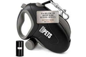 CORTES PETS rullkoppel hundkoppel 10m för stora och små hundar upp till 50 kg – utdragbart hundkoppel 10 m med bajspåse – inf