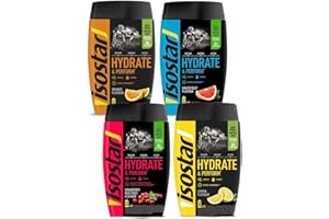 Isostar Hydrate & Perform Iso Drink - De Poudre Boisson Isotonique D'Électrolyte Pour Soutenir La Performance Sportive Orange + Citron Canneberge Pamplemousse , 4X400G