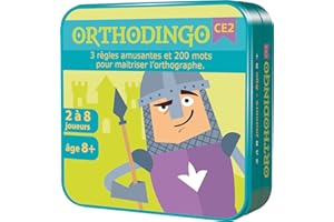 ASMODEE Aritma - ORTHODINGO CE2 - pour Enfants dès 8 Ans - Jeu Amusant pour Maitriser l'Orthographe - 3 Règles pour Jouer en Famille/Classe - Jeu de Cartes Educatif- Format Voyage - 2 à 4 Joueurs - 15 Min