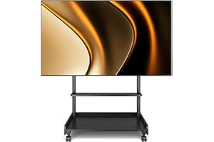TVON Stojak pod telewizor na kółkach, do telewizorów płaskich i zakrzywionych o przekątnej od 40 do 86 cali, stojak pod telewizor z regulacją wysokości, stojak pod telewizor z drewna, do 68 kg, maks.