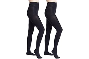 Leamel Soft 200 Denier Thick Warm Winter Thermal Tights Matte Opaque Black Tights for Women 2 Pairs