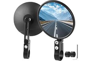 AOFESEL CNC Motorrad Lenkerendenspiegel, 2 Runde Motorrad Spiegel, E24 Geprüft, 360° Drehbar 4 Zoll Motorradspiegel für Motorräder, Motorroller Geländewagen, ATV mit Lenkerdurchmessern von 22 mm und 25,4 mm