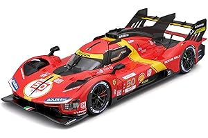 Bburago - 1/18 Ferrari Racing - 499P LMH 2023#50 - Rouge - NOUVEAUTÉ 2024 : Réplique métallique - intérieur détaillé - Portes et Capot ouvrants à l'échelle 1/18ème-Gagnante des 24h du Mans 2023