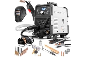 STAHLWERK Schweißgerät 5 in 1 Kombi - Vollausstattung - MIG MAG 160 M - MMA, Lift-TIG, FLUX-fähig, mit 160 A, vollsynergisch mit 2-Rollen-Antrieb, Smartkühlung & Überhitzungsschutz