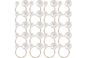 FTEYJEUIOTY 20Pack Pearl Napkin Rings Set Gold Napkin Buckles Metal Holiday Napkin Rings Holders Serviette Buckles for Table Decor
