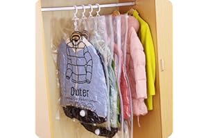 LEMCC 4 bolsas de ropa colgantes de compresión al vacío con cremallera lateral, cubierta antipolvo para trajes, abrigos, chaquetas, vestidos, clóset