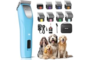 FuzzyFix Dog Clippers Professional for Thick Hair, Low Noise Clippers Cordless Ergonomic Design with 2-Speed,Dog Grooming Kit for Cockapoos Labradoodles Poodles & Cavapoos with Metal Comb Guides