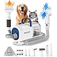 Oneisall Dog Grooming Vacuum Blow Dryer and Clippers Kit - 8 Pet Vacuum for Shedding, Drying, Trimming Thick Short Long Hair - 7 Levels of Blow Temperature