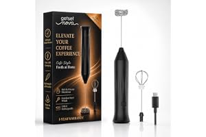 Nova Milk Frother Rechargeable Coffee & Latte Maker | Handheld Electric Milk Frother & Egg Whisk | Black