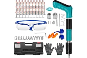 Aolawco Upgraded Concrete Nail Gun Kit with 150 Nails, 5 Speed Removable Manual Steel Nail Gun for Ceiling/Fixture Install/Wire Hider, Removable and Cleanable Nail Gu n Cordless