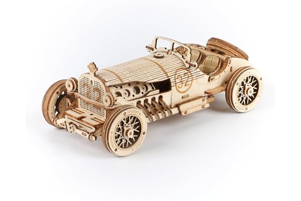 ROKR 3D Puzzle en Bois pour Adultes Enfants Vintage Grand Prix Voiture modèle Kits Cadeau Adolescents