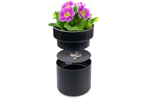 SAX Design Blumentopf Safe Schwarz – Versteckter Tresor in Blumentopfoptik, Abschließbares Geheimversteck für Wertsachen, Wasser- & Schmutzgeschützt, Sicher fixierbar (Pflanze n. Enth.)
