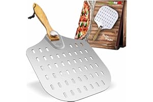 Antech Pala per Pizza forata in Alluminio Leggero con Manico Richiudibile – Foratura Professionale per Infornata Perfetta – Fino a 4 kg – Ideale per Forno di Casa, Pizzeria, Panetteria