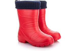 LEMIGO Ocieplane kalosze dziecięce z pianki EVA dla chłopców i dziewczynek bardzo lekkie i ciepłe z odblaskiem 25-35 EU