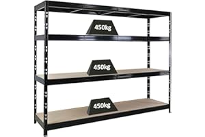 ‎PROREGAL PROREGAL Profi Schwerlastregal Rhino EXTRA BREIT XL schwarz HxBxT 180x240x60cm Fachlast 500kg 4X Spanplatten-Ebenen 8mm Garagenregal, Lagerregal, Steckregal, Weitspannregal