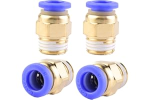 ANGEEK Lot de 4 raccords rapides pneumatiques à filetage extérieur droit pour tube 8 mm 1/4'′ PT