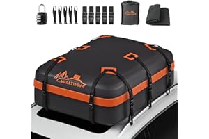 VALLYDOM Car Roof Bag 20 Cubic/560 L, 1680D PVC Waterproof Roof Bag No Need Rack, Roof Box with Anti Slip Pad, 6 Heavy-Duty Straps and Password Lock, Folding Soft Roof Bag for Cars with/Without Rack