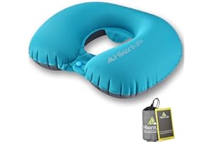 Poduszka podróżna firmy Hikenture® – nadmuchiwana poduszka pod kark – poduszka podróżna na kark – lekki róg pod kark z miękkiego, wygodnego materiału – w samolocie, samochodzie i pociągu, turkusowy, 1