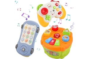 GIAPOO Baby Shape Sorter & Baby Phone Toys & baby remote control toy for 1 Year Old Boys Girls, Baby Sensory Sounds Toys for 36 Months+, baby Musical Toy with Drum Learning Games for baby toddler 6-36 months