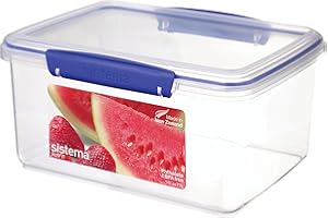 Sistema KLIP IT Food Storage Container | 3 L | Stackable Food Prep Container with Airtight Lids | BPA-Free | Blue Clips | 1 Count