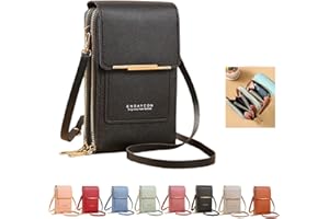 Yebutt Cross Body Bag Women with Multi-Pockets, Leather Ladies Cross Body Handbags Phone Pouch with Long Strap Zips Card Slots, Cellphone Shoulder Bags Coin Purse Wallet (Black)